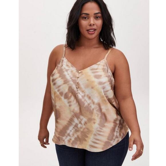 Torrid Satin Tye-Dye Button-Front Strappy V-Neck Camisole - Picture 1 of 11